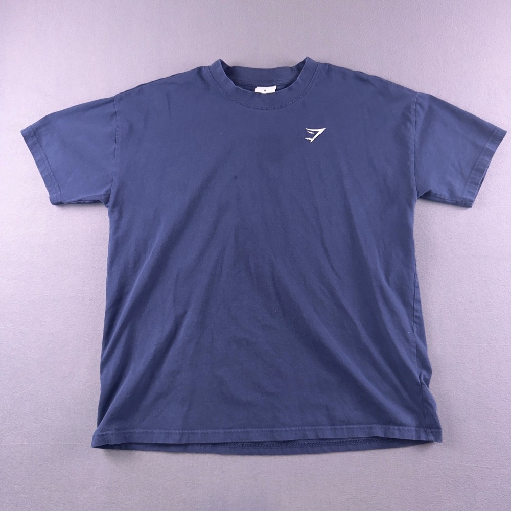 Gymshark Womens Navy Blue Cotton Short Sleeve Shark Logo T-Shirt B1A7M M